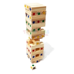 Jenga de Madera + Dado. Colores