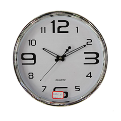 Reloj de Pared 30 cm Fondo Blanco Borde Plata