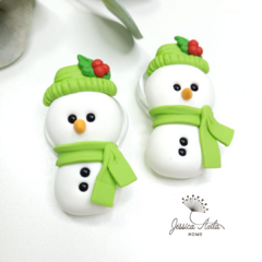 Porta guardanapo biscuit • boneco de neve • gorrinho verde