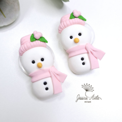 Porta guardanapo biscuit • boneco de neve • gorrinho rosa