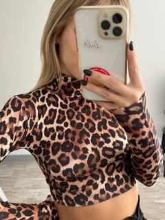 POLERA CROP LYCRA LEOPARDO - tienda online