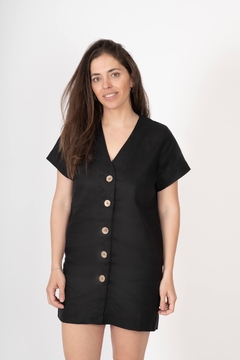 Vestido Martina Lino Negro - comprar online