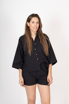 Camisa Pia Algodon Negro - MALUCA