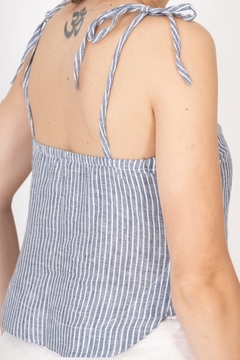 Top Justina Lino rayado azul y blanco - tienda online