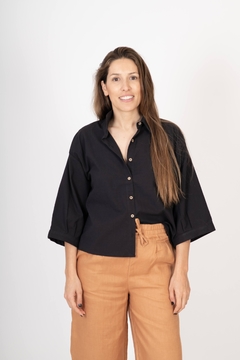 Camisa Pia Algodon Negro