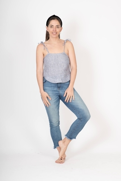 Top Justina Lino rayado azul y blanco - comprar online