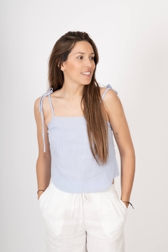 Top Justina Algodon Celeste - comprar online