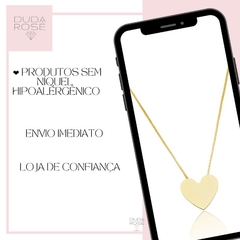 Colar Coração Solitário Corrente Veneziana Banhado ouro 18k Moda - loja online