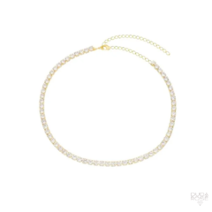 CHOKER ZIRCONIA DOURADA FOLHEADA A OURO 18K