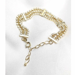 Pulseira dourada com strass folheada mulher da moda feminina casamento festa namoro - comprar online