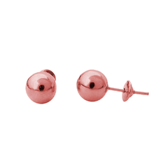 Brinco Bola 5mm Ouro18K Rose Frente e Lado