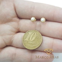 Brinco Rococó Ondulado Pérola 3mm Ouro18K - comprar online