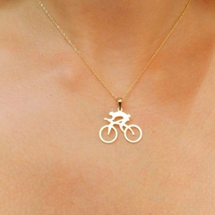 Imagem do Pingente Bicicleta com Ciclista Ouro18K
