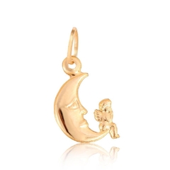 Pingente Meia Lua com Anjo Sentado Ouro18K - comprar online