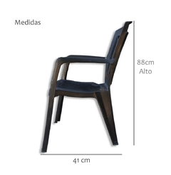 Silla sillón exterior kansas negro apilable reforzado en internet
