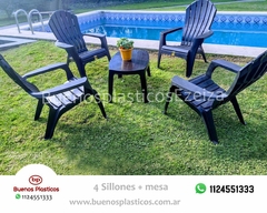 Set 4 Sillones Miami negros Mascardi + Mesa auxiliar de 77*50 de regalo!