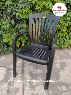 Silla sillón exterior kansas negro apilable reforzado