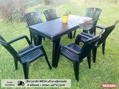 Set 6 sillones Kansas + Mesa Reforzada Max Garden de 1.40*0.75 cm