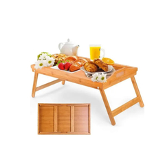 Bandeja de bamboo con patas plegable.