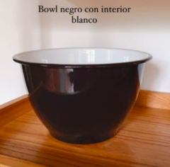 Bowl enlozado negro con interior blanco