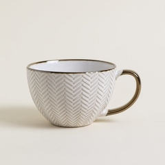 Taza natural con borde dorado