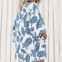 Kimono Estampado Azul E Branco - 2133 - loja online