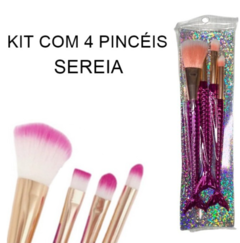 Kit 4 Pincéis de Maquiagem Calda de Sereia