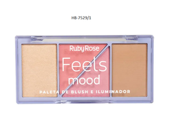 Paleta De Blush e Iluminador Feels Mood Ruby Rose HB-7529 - loja online