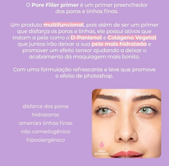 Primer Facial Pore Filler Vizzela Hidratante Preenche Poros e Linhas Efeito Photoshop - comprar online