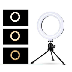 Ring Light de Mesa Blogueira Portátil Luminária De Led 6 Polegadas + Tripé De 16 Cm Right