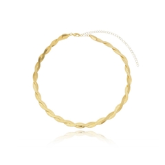 CHOKER FITA TRANÇADA BANHADO EM OURO 18K