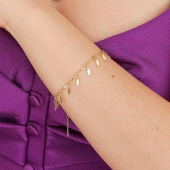 PULSEIRA FOLHINHA LISA BANHADO EM OURO 18K - comprar online