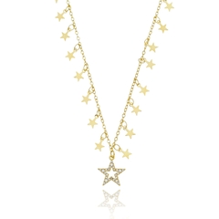 COLAR ESTRELINHA PINGENTE ZIRCONIAS BANHADO EM OURO 18K