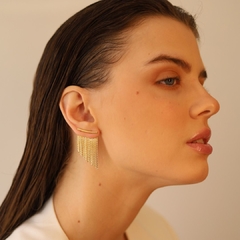 BRINCO EAR JACKET FRANJA BANHADO EM OURO 18K - comprar online