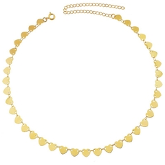 Choker com corações lisos banhado em ouro 18k