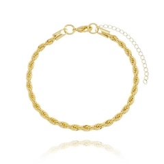 Pulseira cordão baiano 3MM banhado em ouro 18k