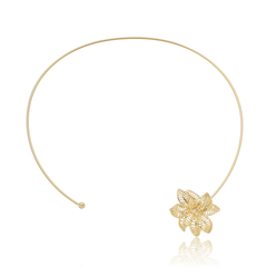 CHOKER ARO RÍGIDO ORQUÍDEA BANHADO EM OURO 18K