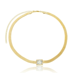 CHOKER SNAKE CRISTAL BANHADO EM OURO 18K