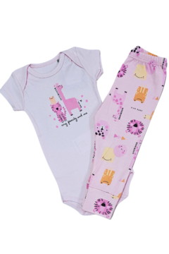 CONJUNTO BODY/CALÇA SAFARI ROSA - Pingo de Gente Baby-Cupom: PRIMEIRACOMPRA