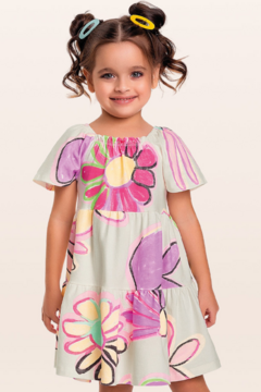 VESTIDO FLOR - Pingo de Gente Baby-Cupom: PRIMEIRACOMPRA