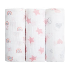 CUEIRO SWADDLE SOFT ESTAMPADO 1,0M X 80CM CONTEM 03 UN CHUVA DE AMOR