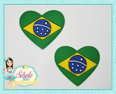 Aplique Emborrachado Coração Brasil Copa (unidade)