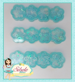 Placa Hair Clip Acrílico 3D Flor Azul - Unidade