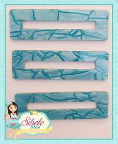 Placa Hair Clip Acrílica Retangular Madrepérola Azul - Unidade