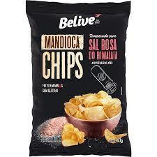 Chips de mandioca temperada c/ sal rosa Belive 50g