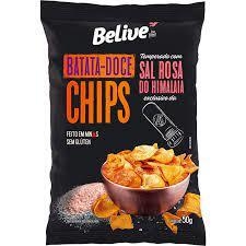 Chips de batata doce temperada c/ sal rosa Belive 50g