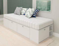 Cama Box Sommier 1 Plaza Con ZAPATERO Blanco - comprar online