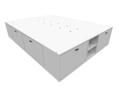 Cama Box Sommier 2 Plazas 1.40 x 1.90 con ZAPATERO Blanco - tienda online