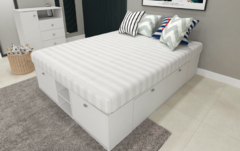 Cama Box Sommier 2 Plazas 1.40 x 1.90 con ZAPATERO Blanco - comprar online