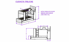 Cama Cucheta Triple con Carro Cama y Gabinete Blanco